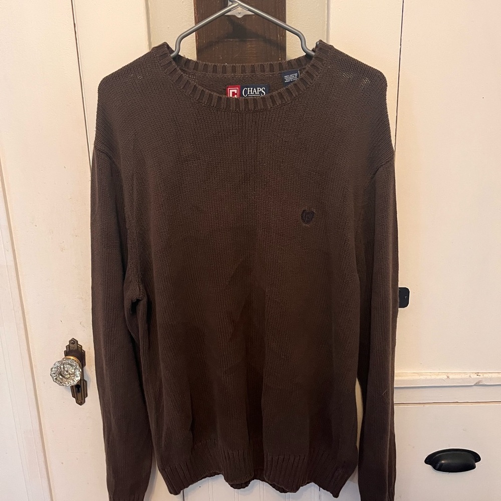 Chaps Brown Crewneck Sweater Classic Knit